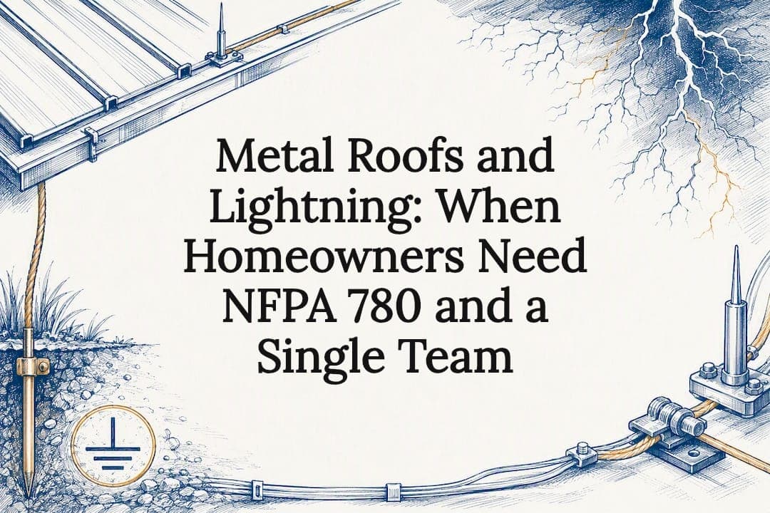 Metal Roofs and Lightning: When Homeowners Need NFPA 780 and a Single Team